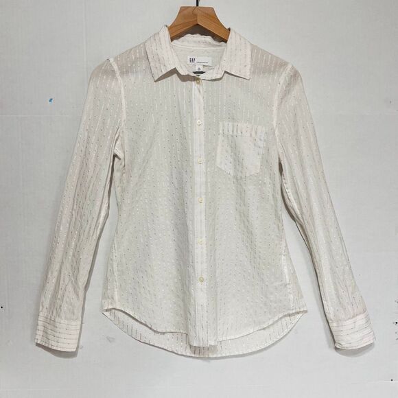 GAP White Fitted Boyfriend Shirt   Size XS   NWT - Picture 1 of 5
